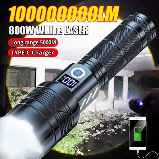 Linterna MILITAR 30W BOSSNEY (8H Battery) 5000 M - Laser 800